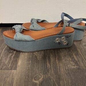 American Eagle Outfitters Denim Blue Platform Sandals